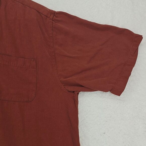 Tommy Bahama Classic 100% Silk Mens Shirt Short Sleeve Size Large Red‎ Color - Picture 7 of 16